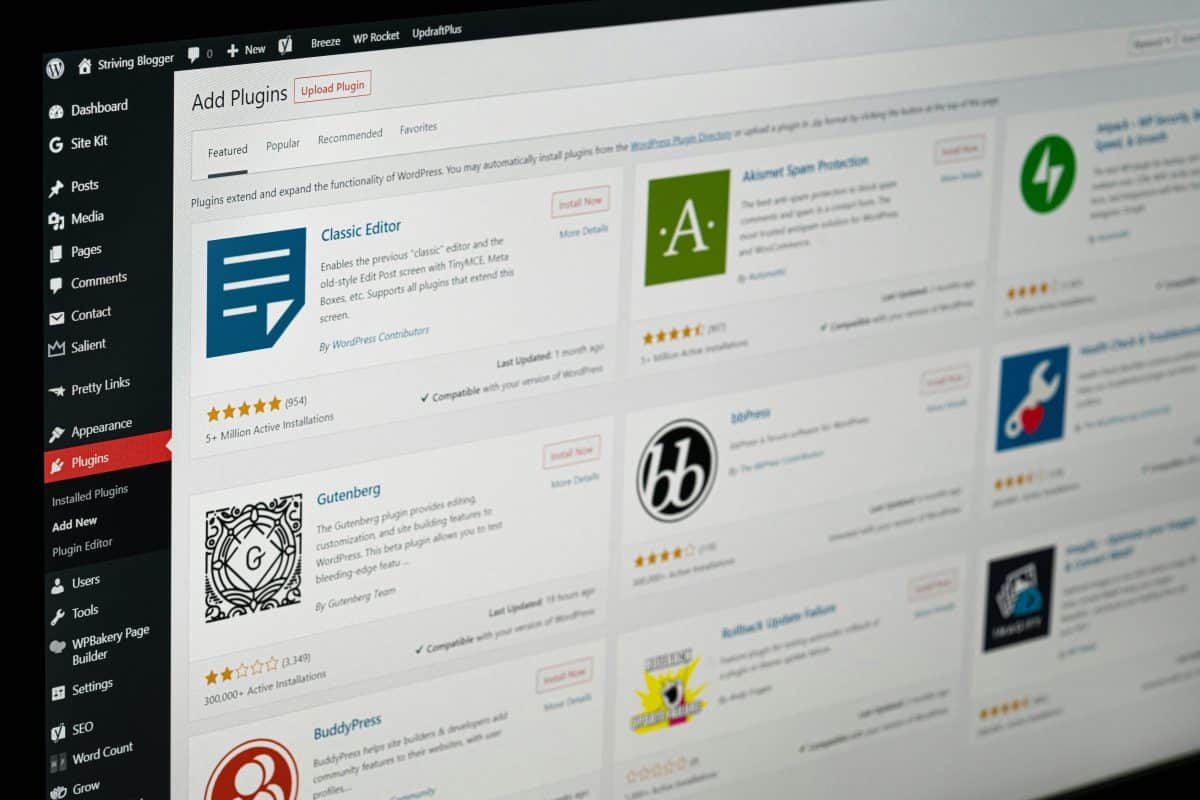Tableau de bord WordPress