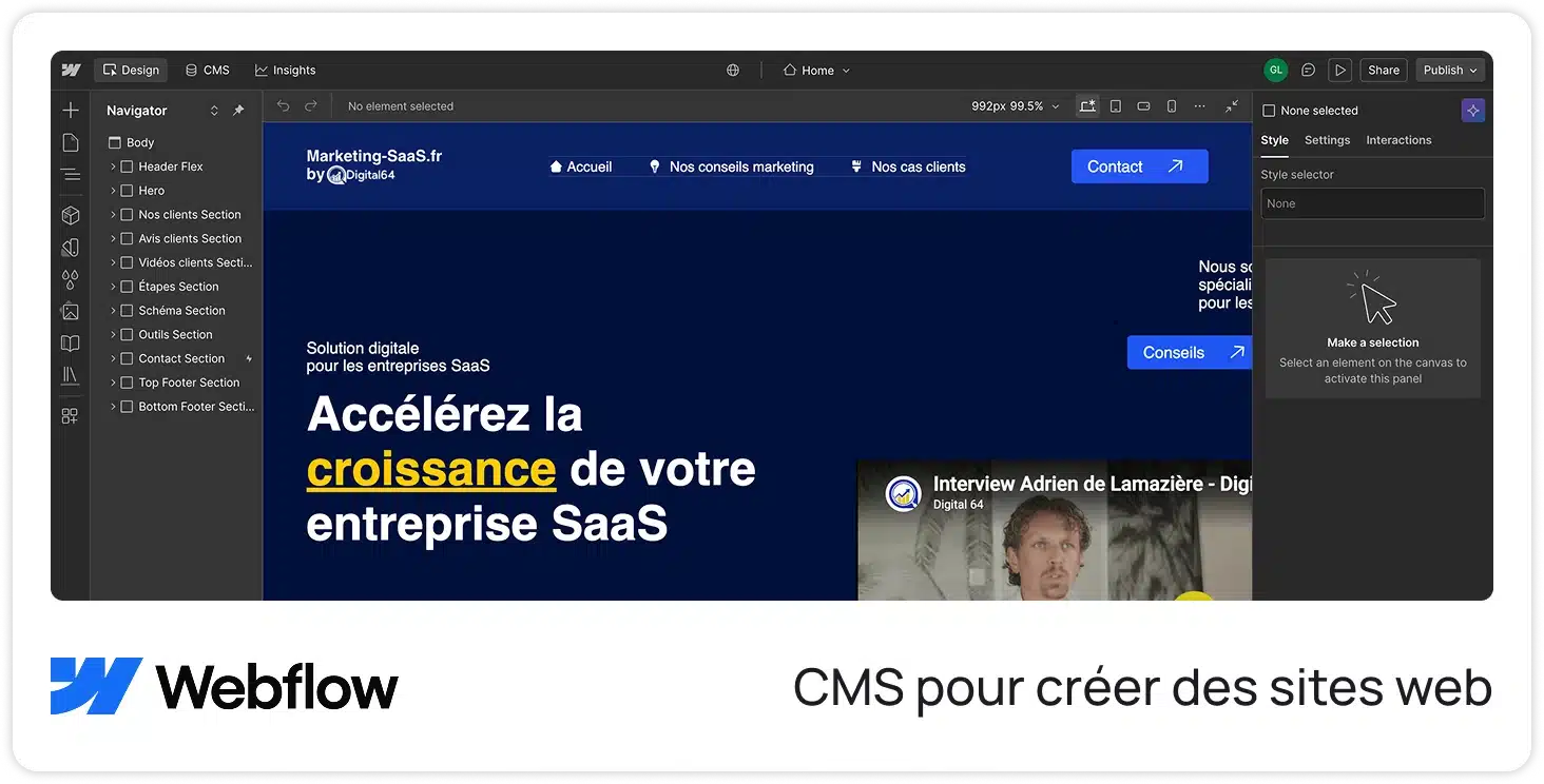 Webflow — CMS pour creer des sites web