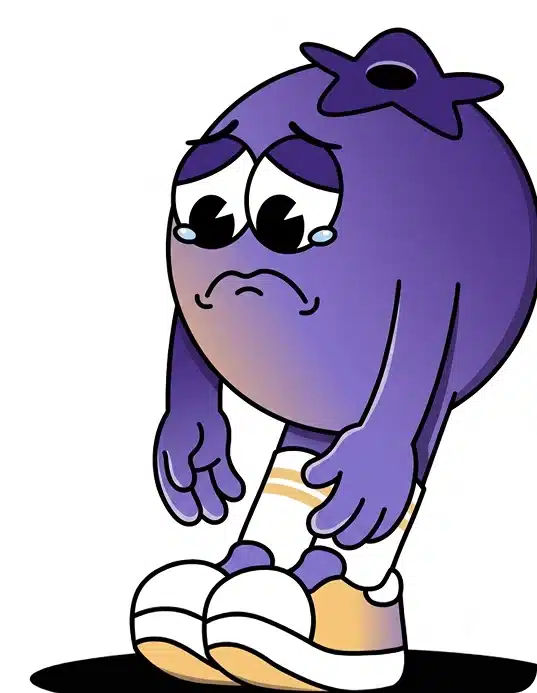 Mascotte Very Berry triste