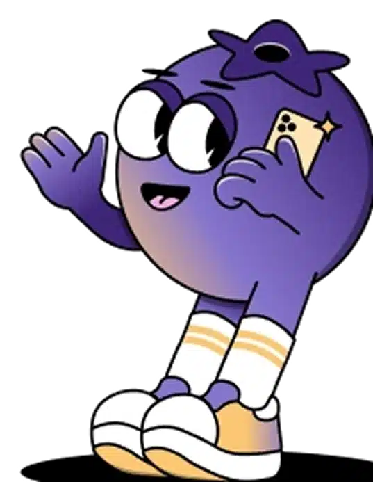 Mascotte Very Berry au t&eacute;l&eacute;phone